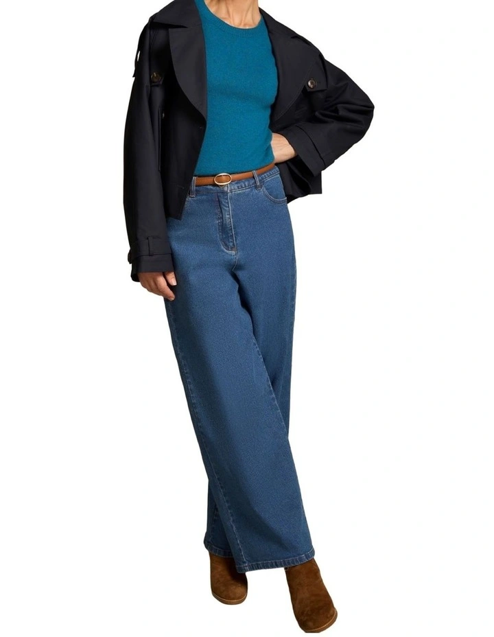 Merino Wool Jumper in Ocean Marle image 5