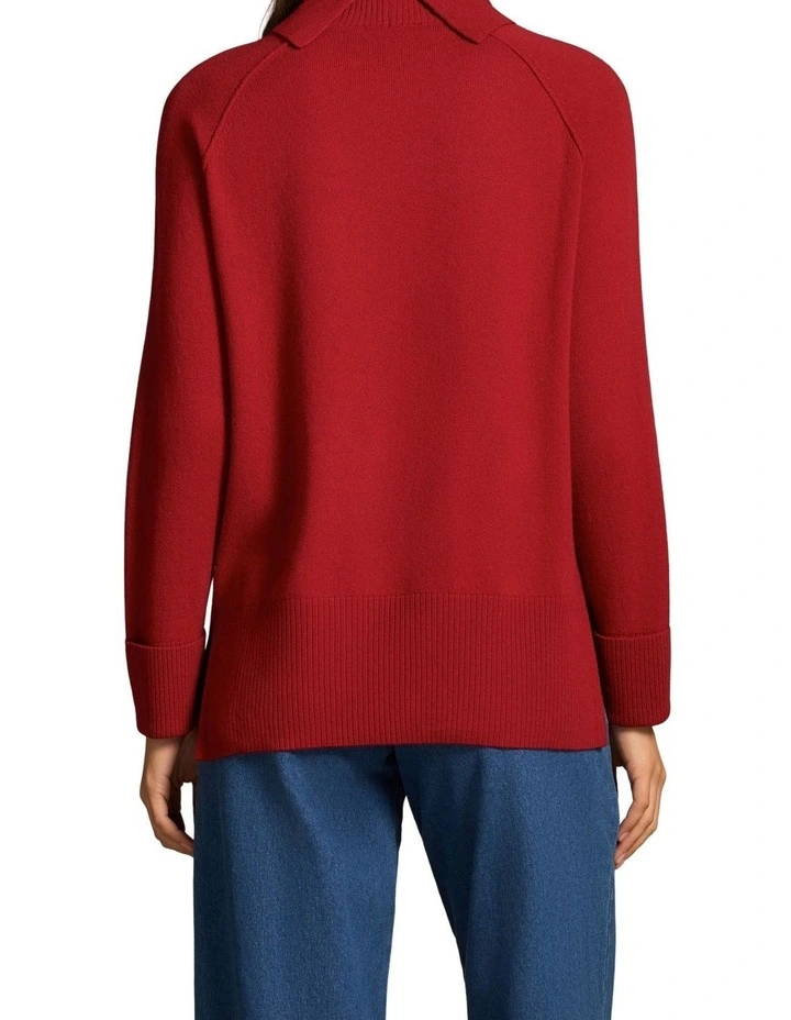 Side Split Merino Wool Jumper - Scarlet image 2