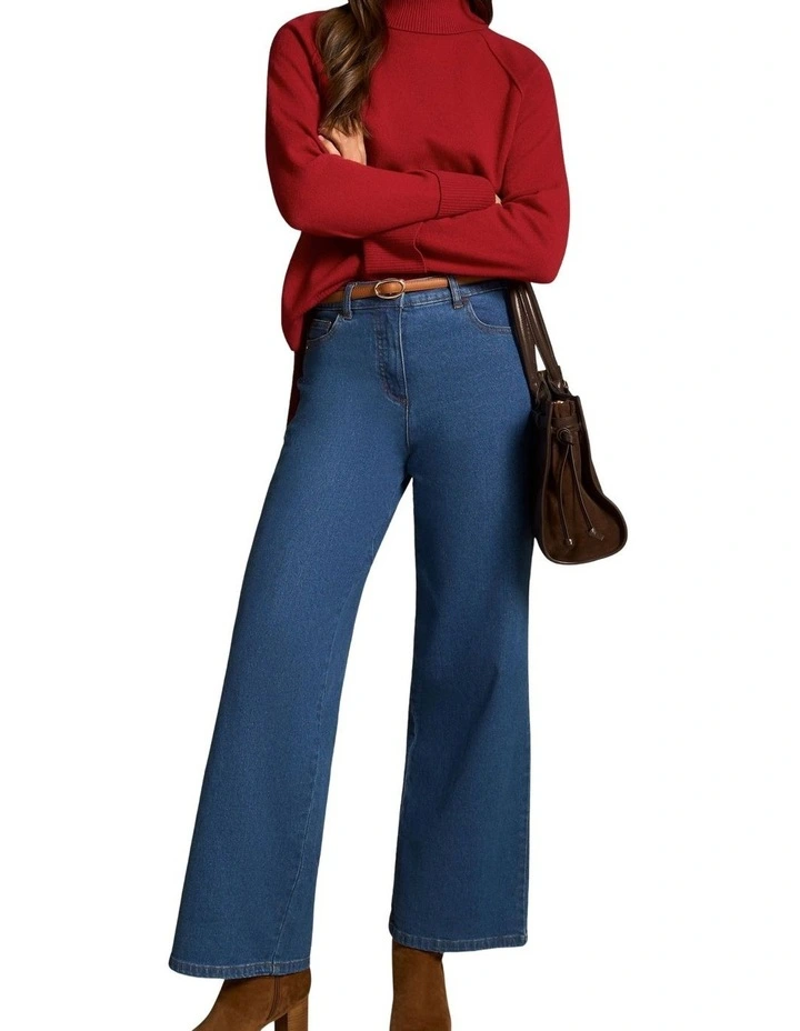Side Split Merino Wool Jumper - Scarlet image 3