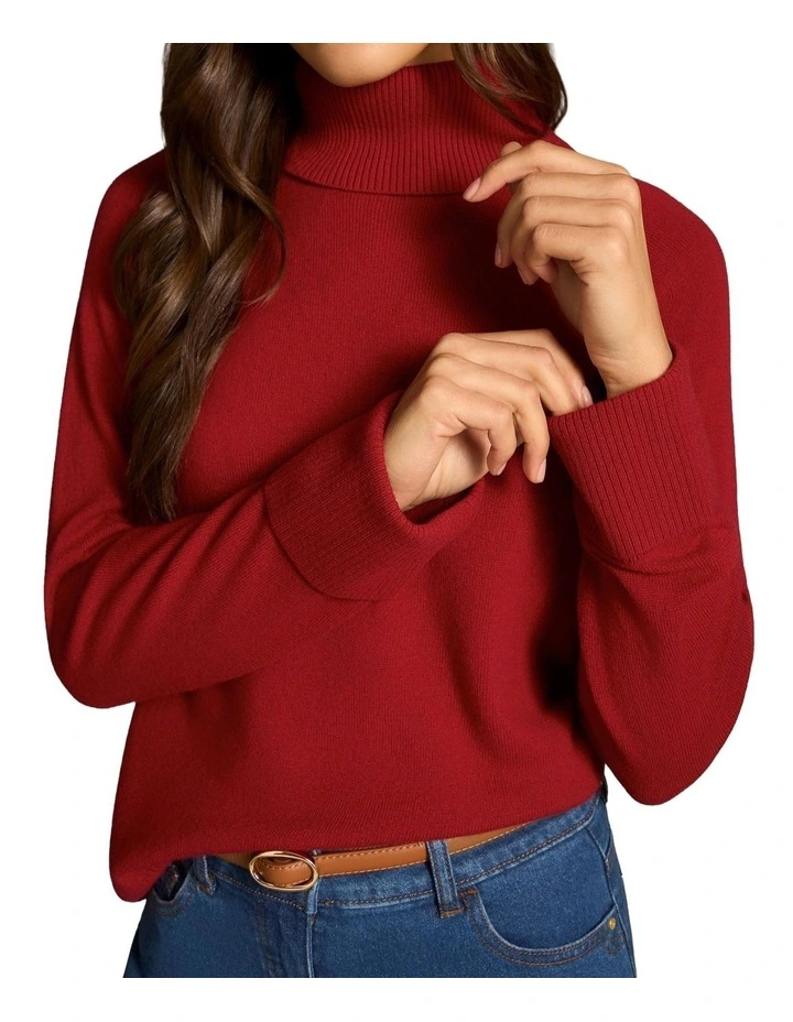 Side Split Merino Wool Jumper - Scarlet image 5