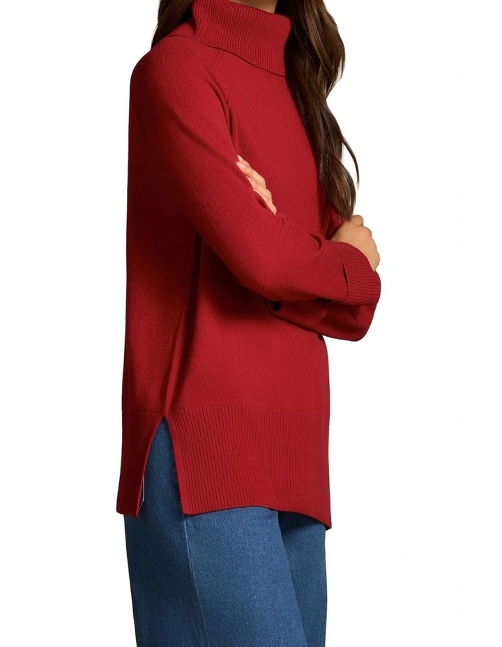Side Split Merino Wool Jumper - Scarlet image 6
