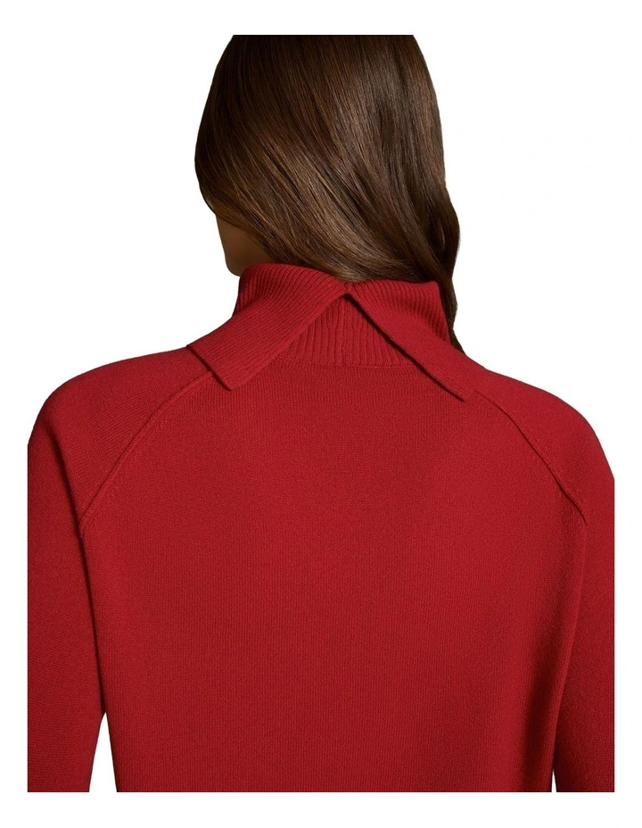 Side Split Merino Wool Jumper - Scarlet image 7