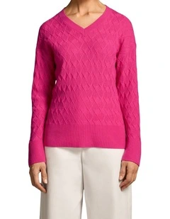 Merino Jacquard Knit in Hot Pink