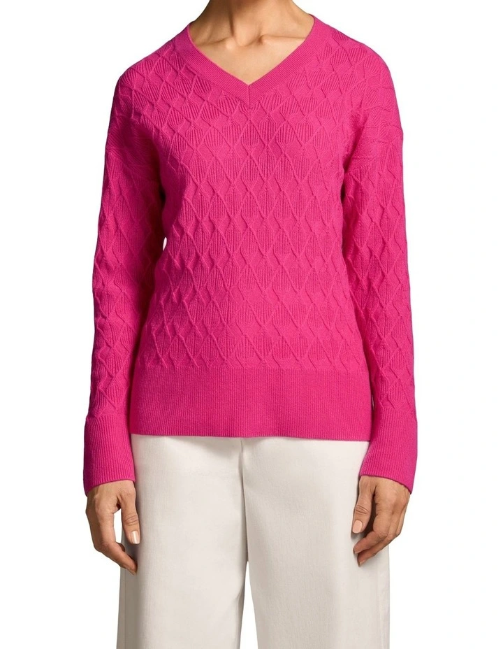 Merino Jacquard Knit in Hot Pink image 1