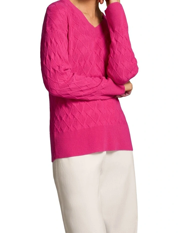 Merino Jacquard Knit in Hot Pink image 2
