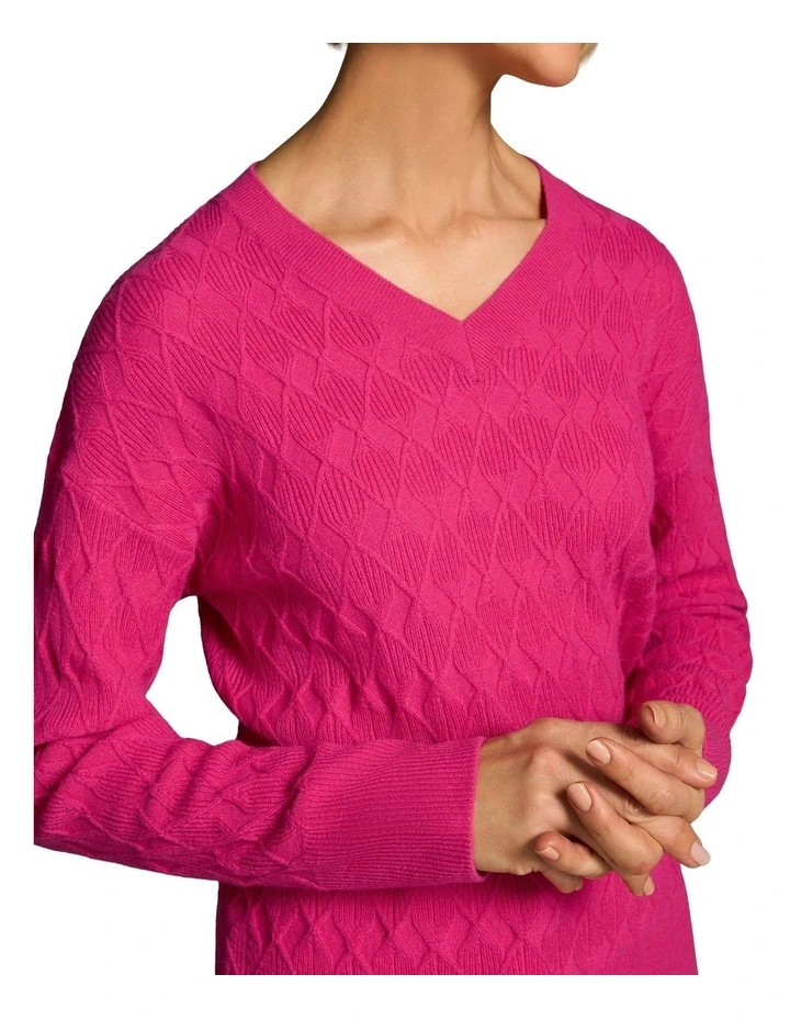 Merino Jacquard Knit in Hot Pink image 3