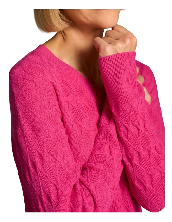 Merino Jacquard Knit in Hot Pink image 4