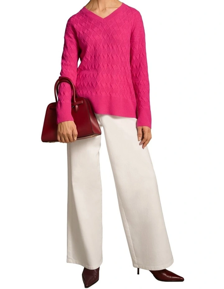Merino Jacquard Knit in Hot Pink image 5