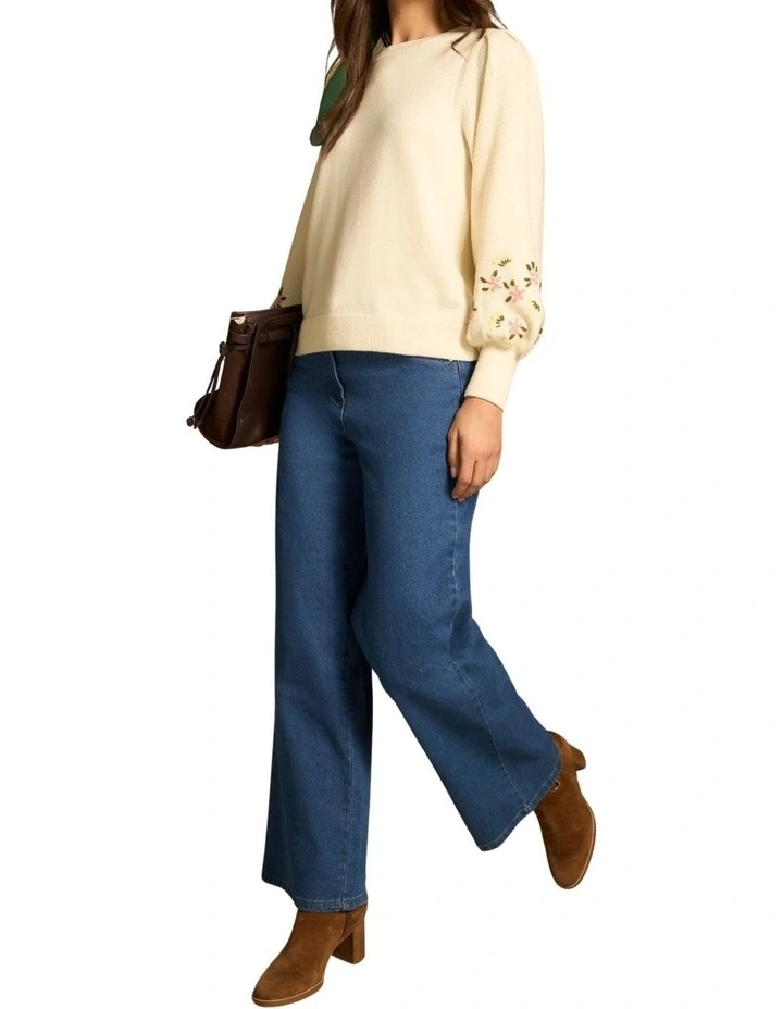 Embroidered Wool Jumper - Cream image 4