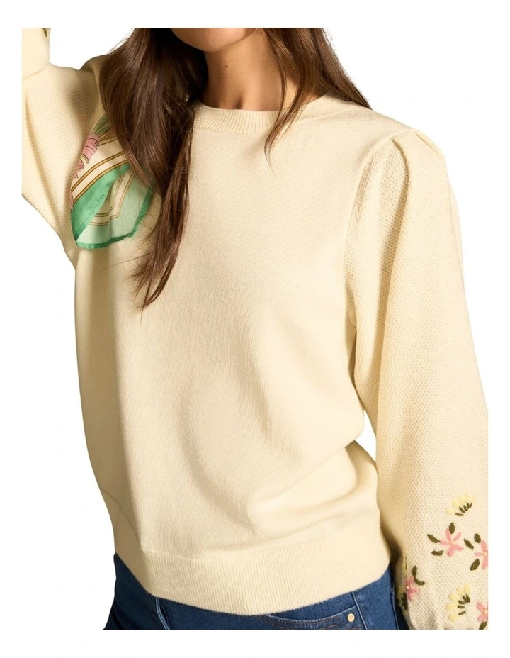 Embroidered Wool Jumper - Cream image 6