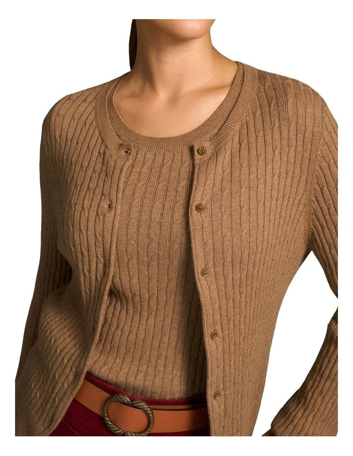 Cable Knit Cardigan - Praline image 3