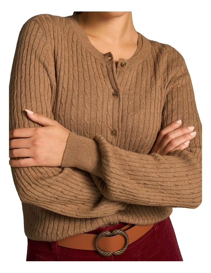 Cable Knit Cardigan - Praline image 4