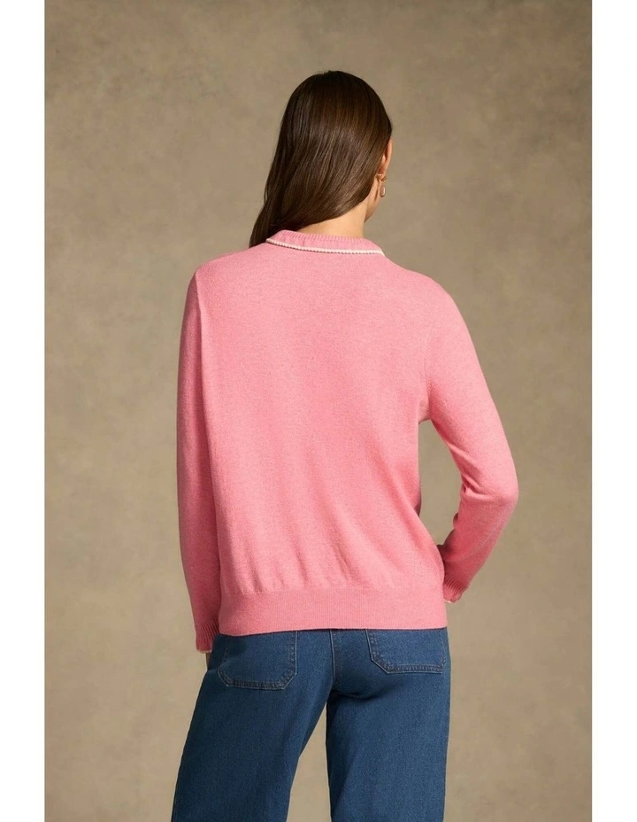 Ruffle Trim Wool Jumper - Rose Pink image 6