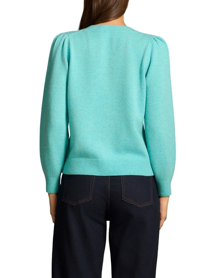 Twist Detail Wool Jumper - Turquoise Marle image 2