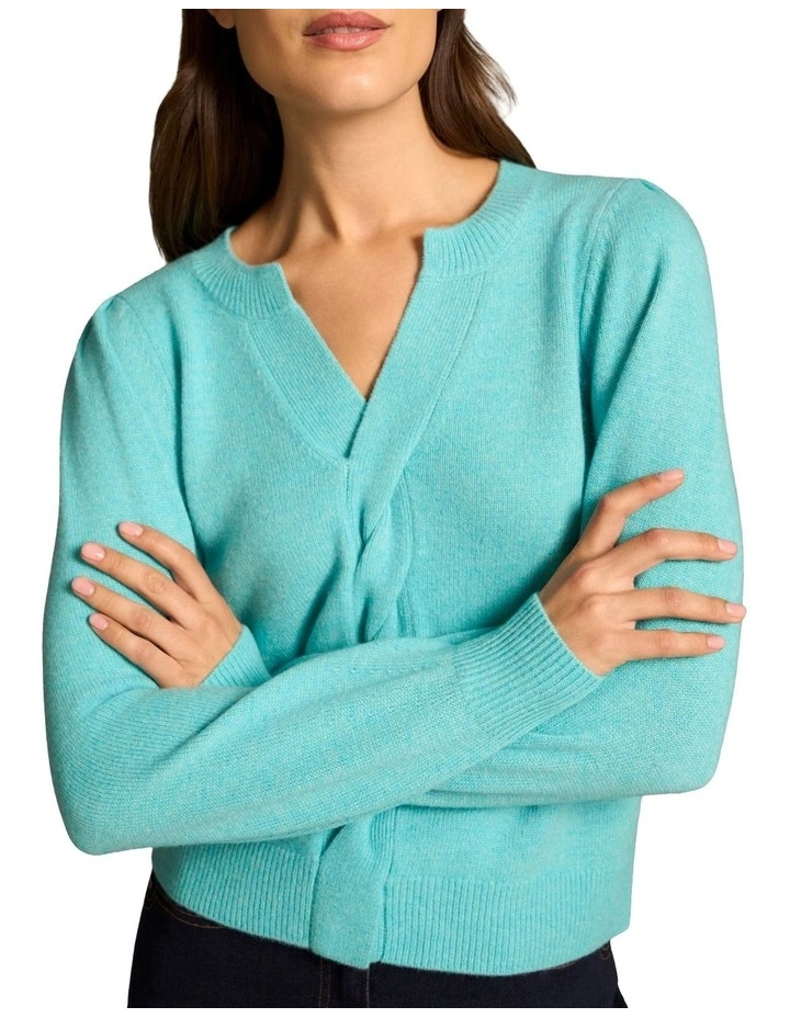 Twist Detail Wool Jumper - Turquoise Marle image 3