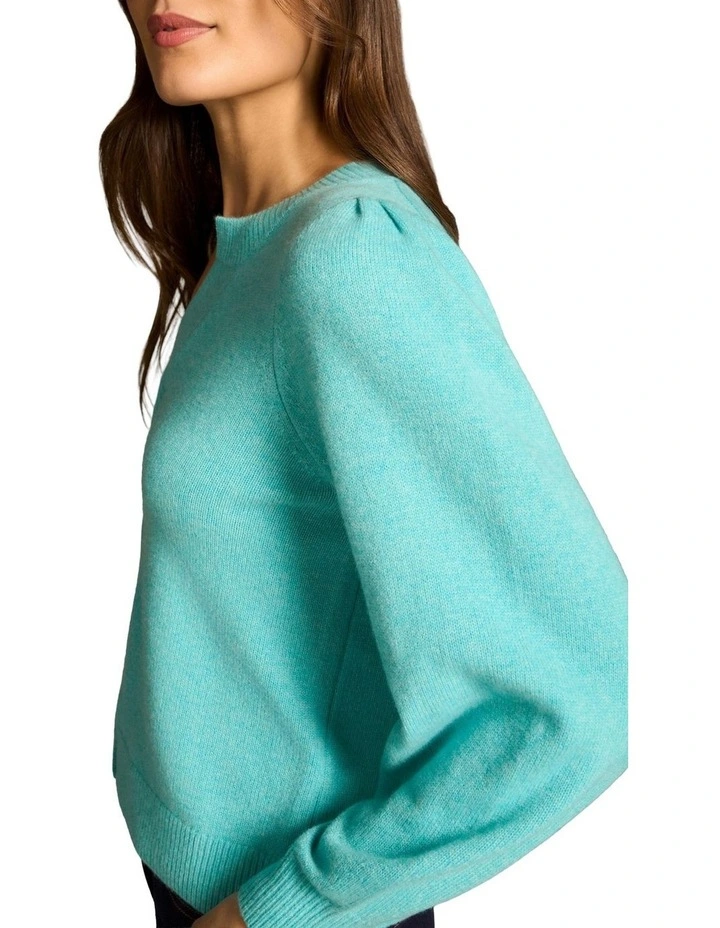 Twist Detail Wool Jumper - Turquoise Marle image 4