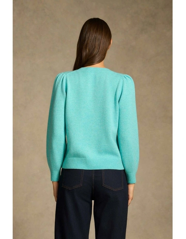Twist Detail Wool Jumper - Turquoise Marle image 6