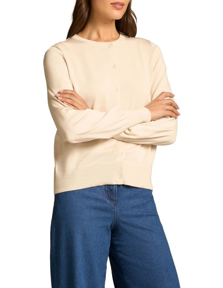 Cotton Knit Cardigan - Vanilla image 3