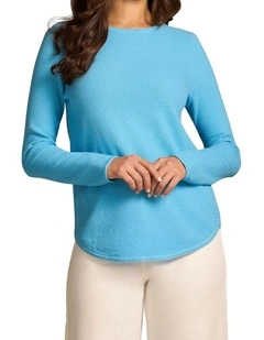 Cotton Mix Stitch Jumper in Radiant Blue