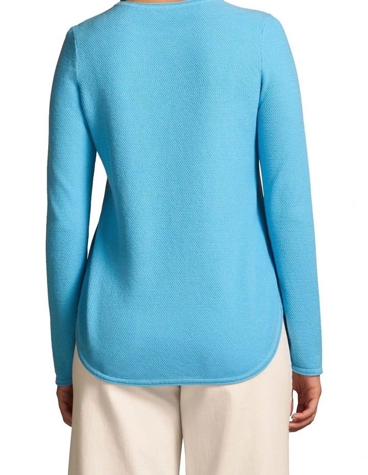 Cotton Mix Stitch Jumper in Radiant Blue image 2