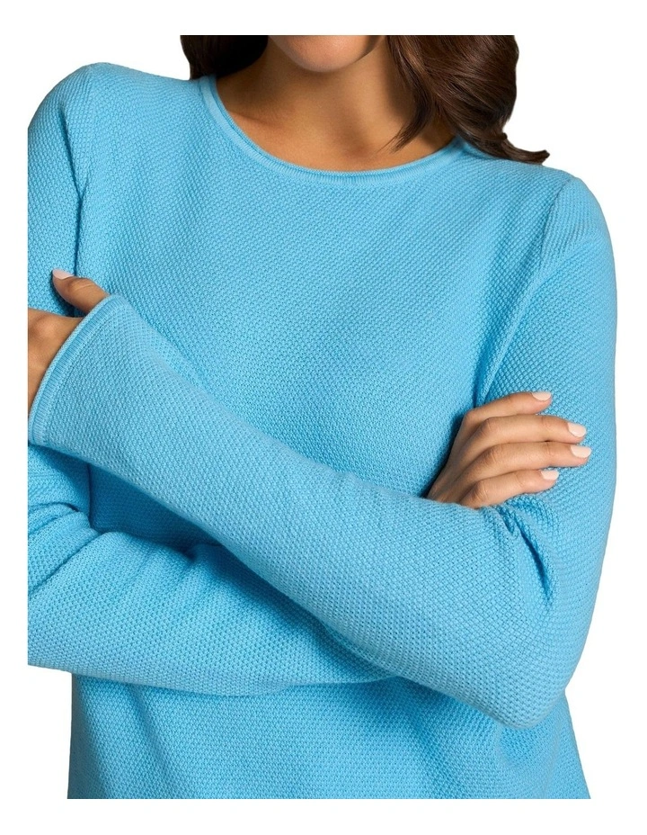 Cotton Mix Stitch Jumper in Radiant Blue image 4