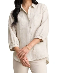 Essential Linen Shirt - Natural Cross Dye