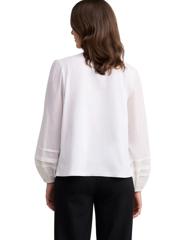 Jersey Mix Shirt in White image 2