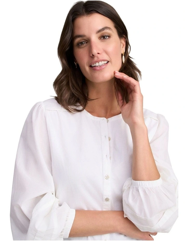 Jersey Mix Shirt in White image 4