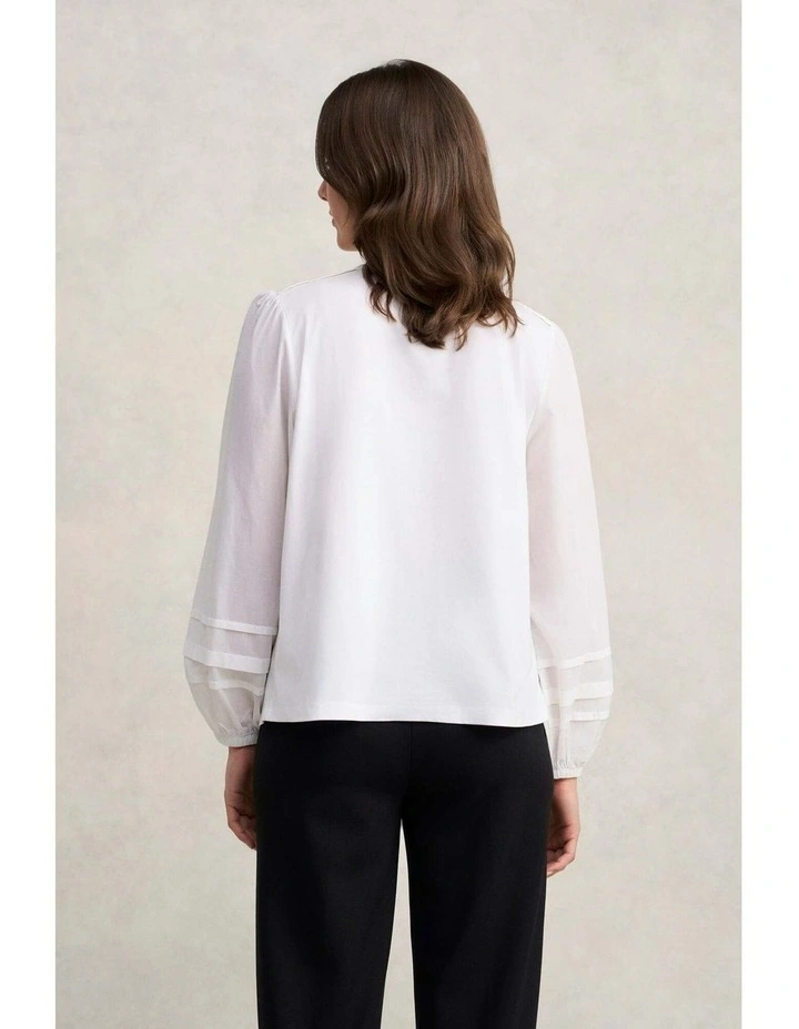 Jersey Mix Shirt in White image 5