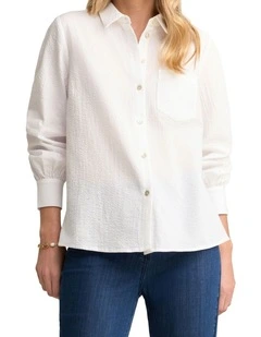 Cotton Seersucker Shirt - White