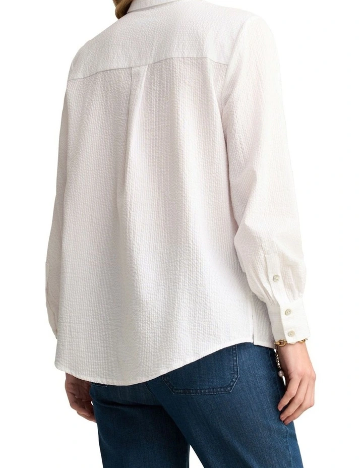 Cotton Seersucker Shirt - White image 2