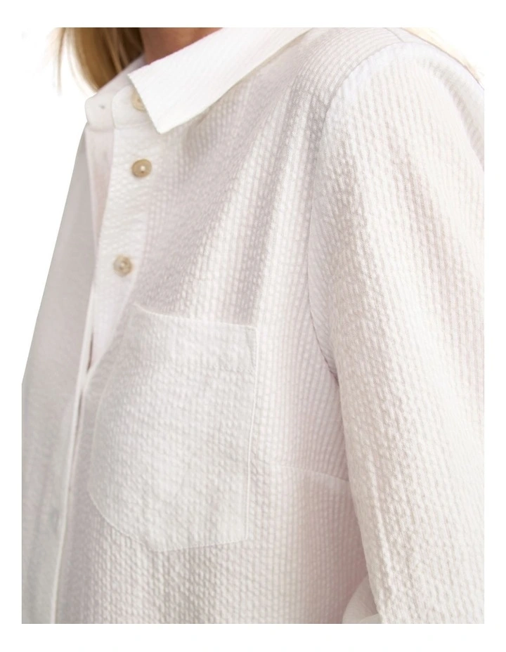 Cotton Seersucker Shirt - White image 3