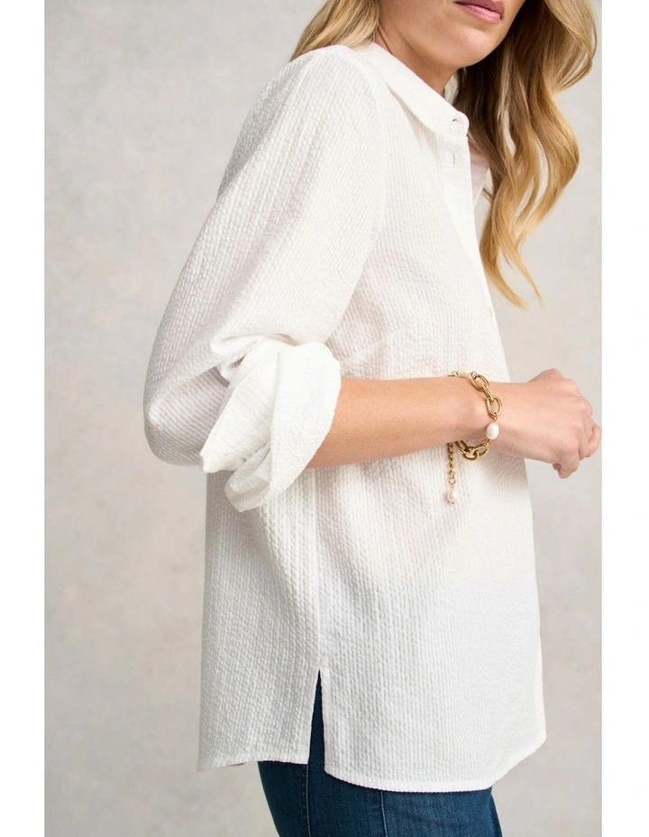 Cotton Seersucker Shirt - White image 5
