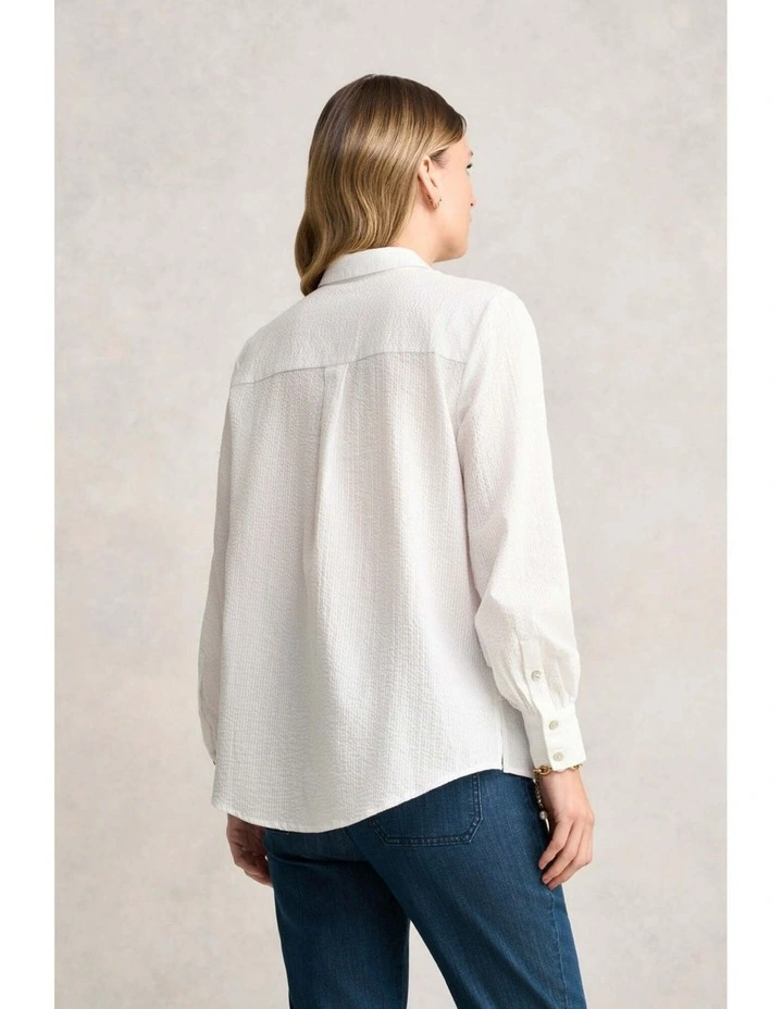 Cotton Seersucker Shirt - White image 6