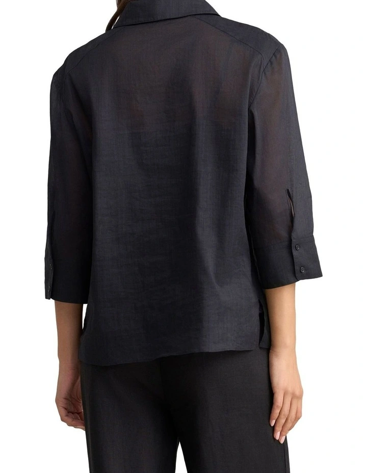 Ramie Cotton Shirt - Black image 2