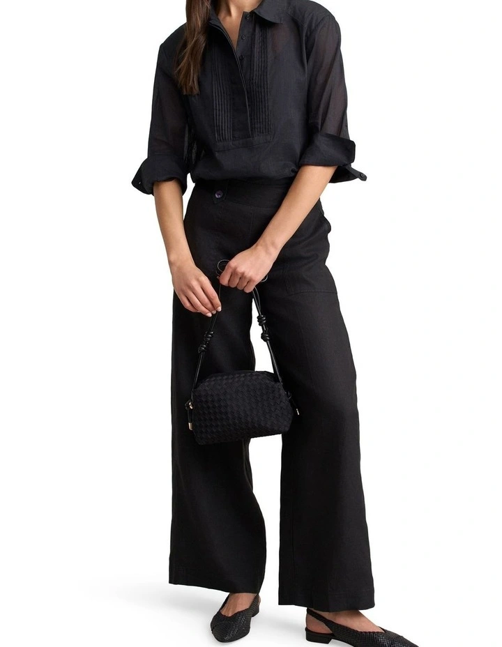 Ramie Cotton Shirt - Black image 3