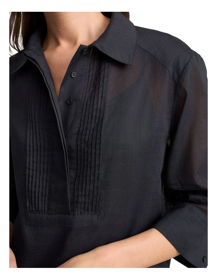 Ramie Cotton Shirt - Black image 4