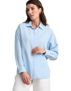 Split Back Relaxed Fit Shirt - Airey Blue