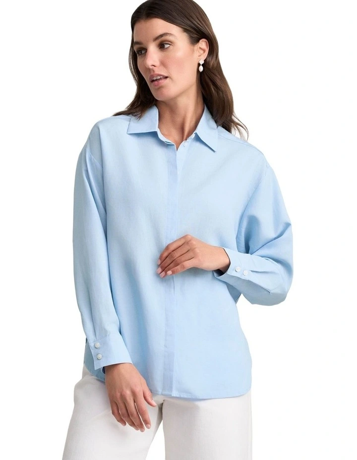 Split Back Relaxed Fit Shirt - Airey Blue image 1