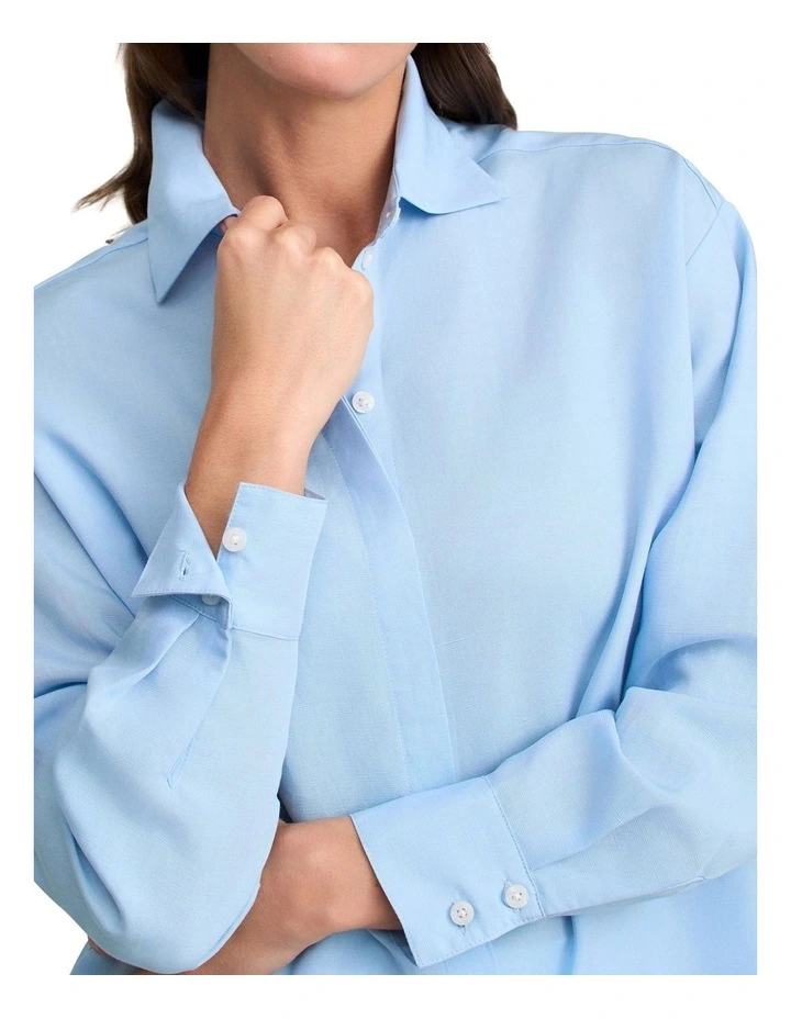 Split Back Relaxed Fit Shirt - Airey Blue image 4