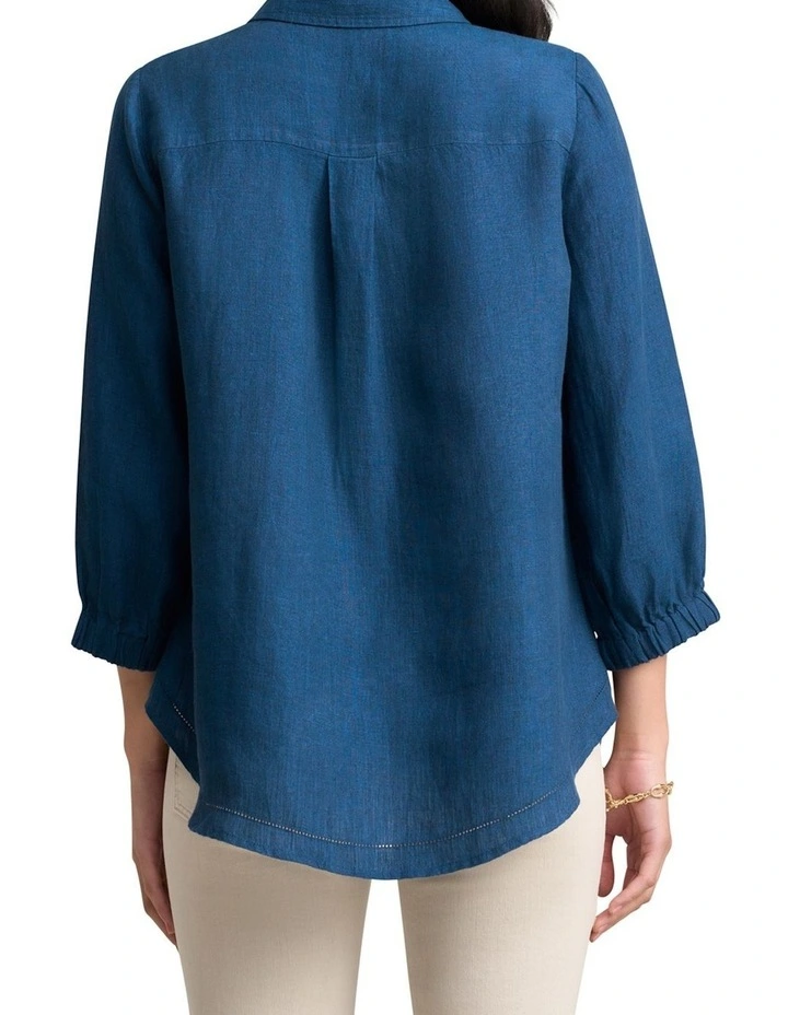 Essential Linen Shirt in Navy Delave image 2
