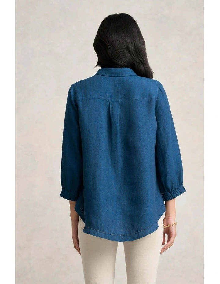Essential Linen Shirt in Navy Delave image 5