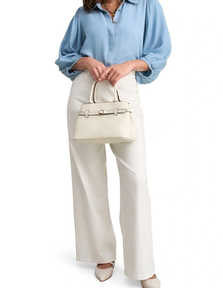 Chambray Puff Sleeve Shirt - Light Chambray image 3