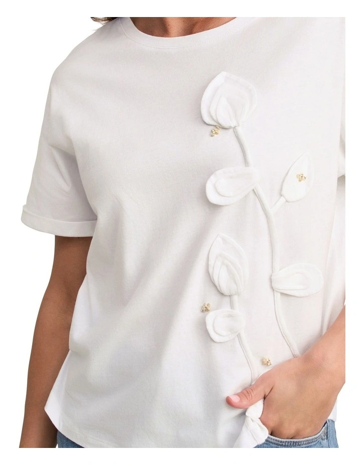 Cotton Applique T-Shirt - White image 4