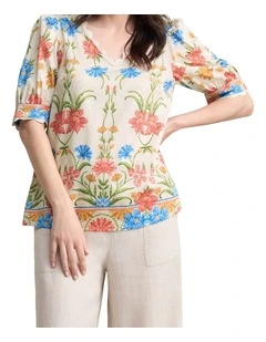 Scallop Detail Blouse - Paradise Print
