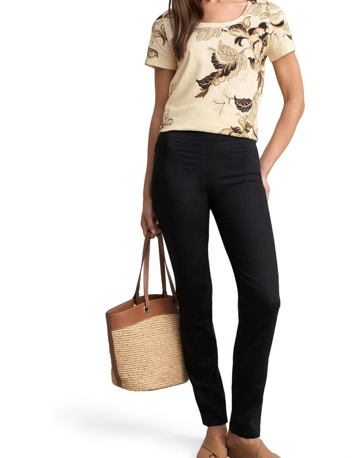 Organic Cotton Slub T-Shirt - Cream Foliage Print image 3