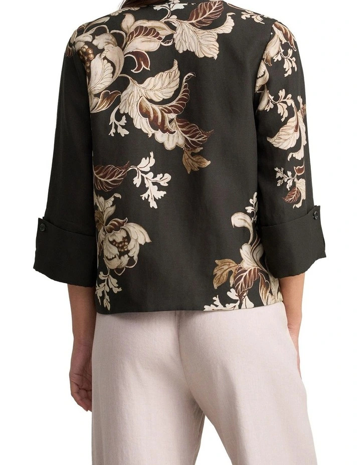 Relaxed Printed Blouse - Black Foliage Print image 2