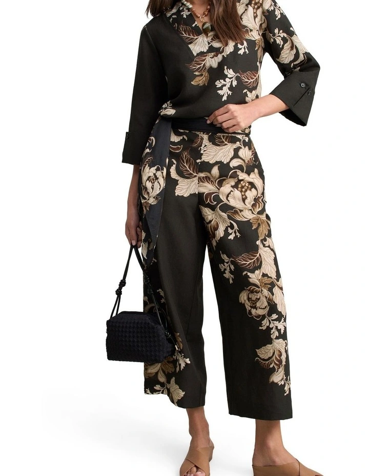 Relaxed Printed Blouse - Black Foliage Print image 4
