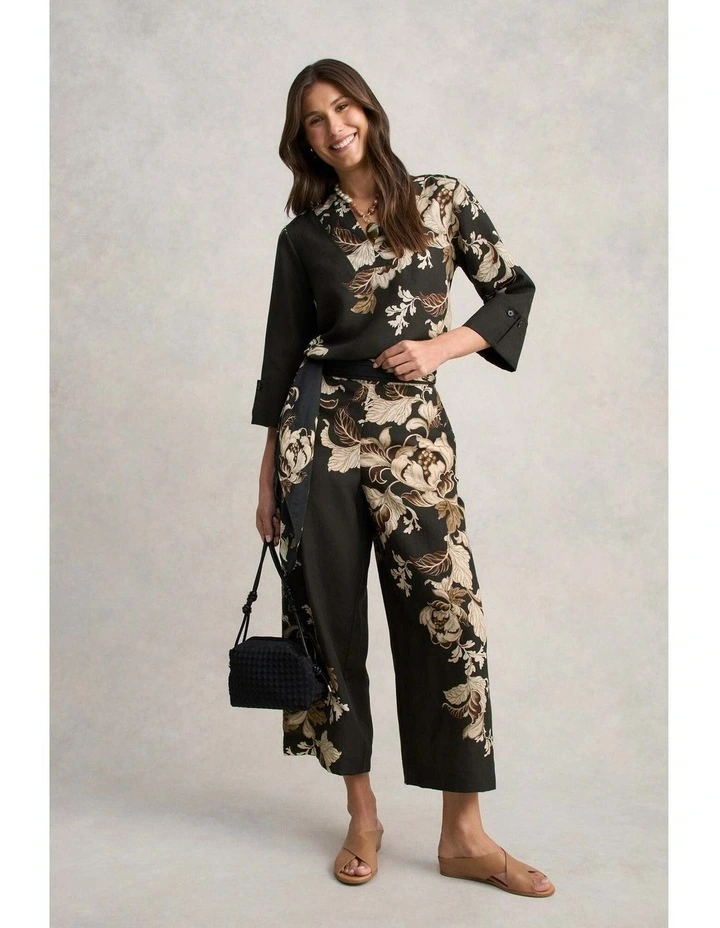 Relaxed Printed Blouse - Black Foliage Print image 5