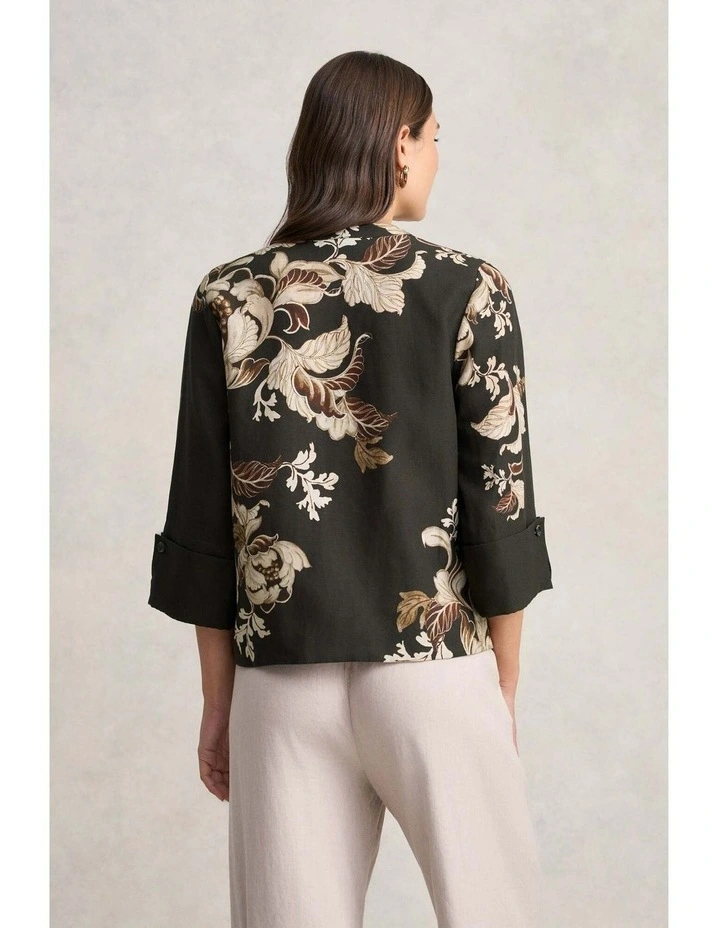 Relaxed Printed Blouse - Black Foliage Print image 6